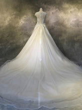 Lace Applique Illusion Tulle Court Train Ball Gown Wedding Dress